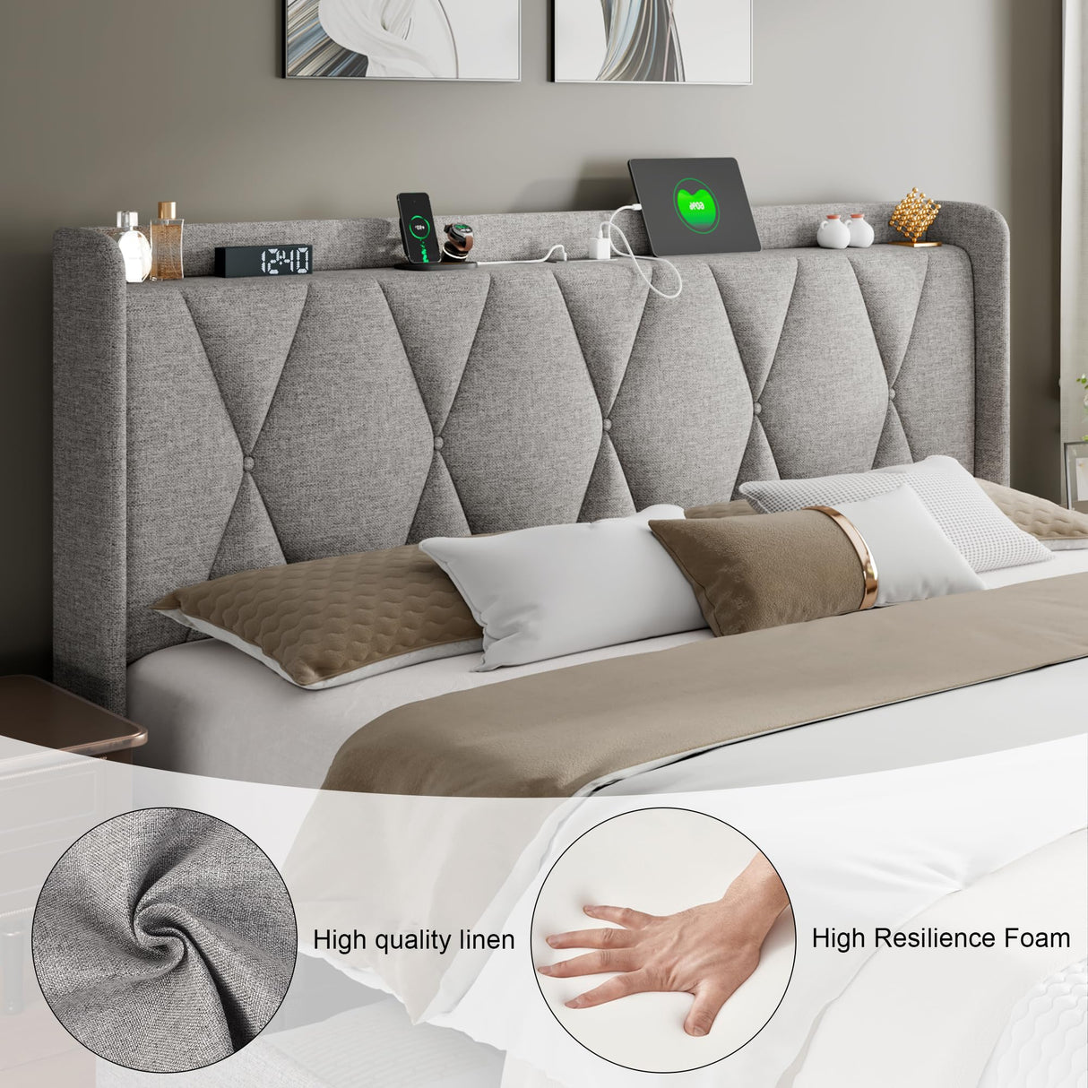 RegalNest Luxe – Bed Frame with Storage Drawers & USB Charging Ports