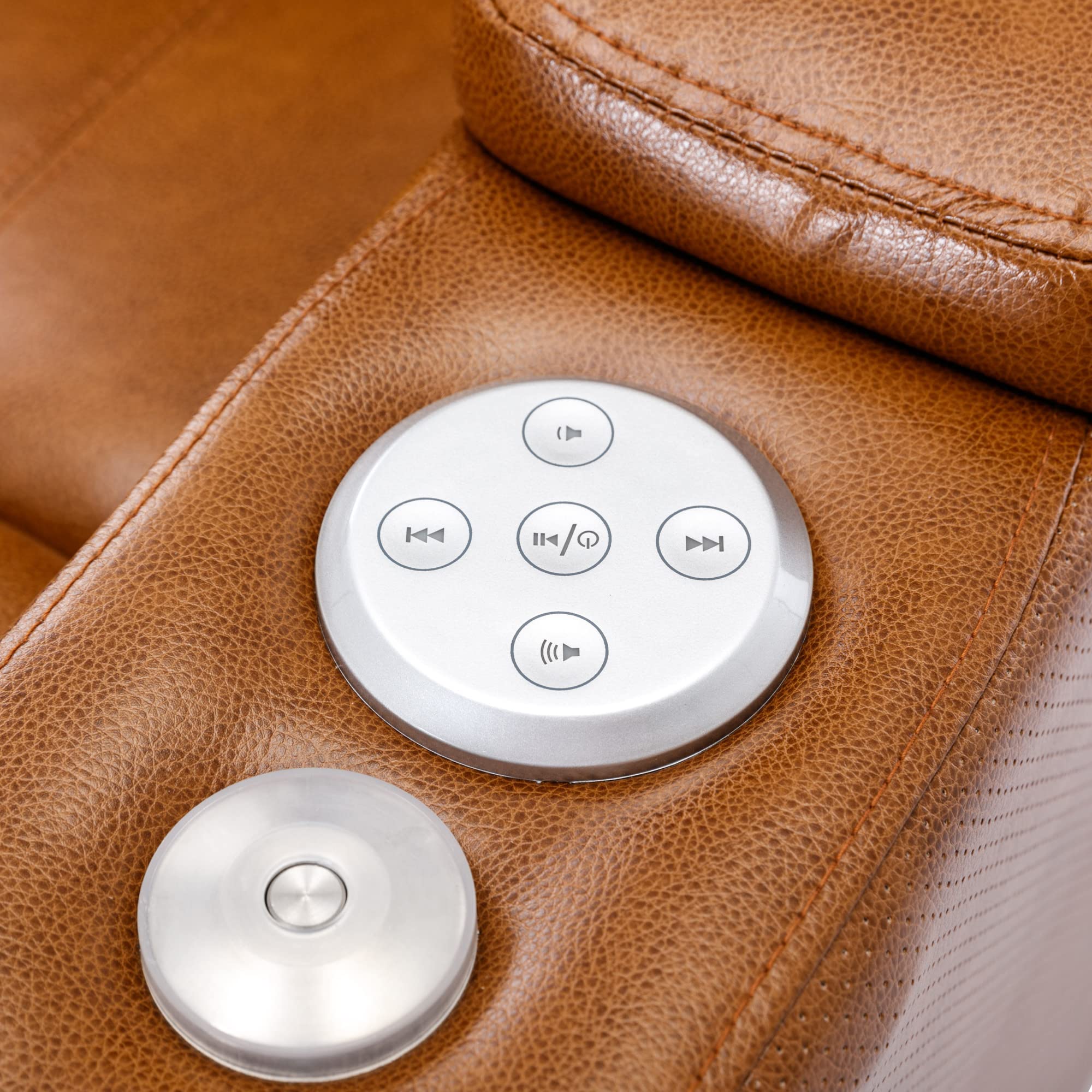 Leather Recliner Power Chair, Home Theater Seating with Multimedia Audio Armrest