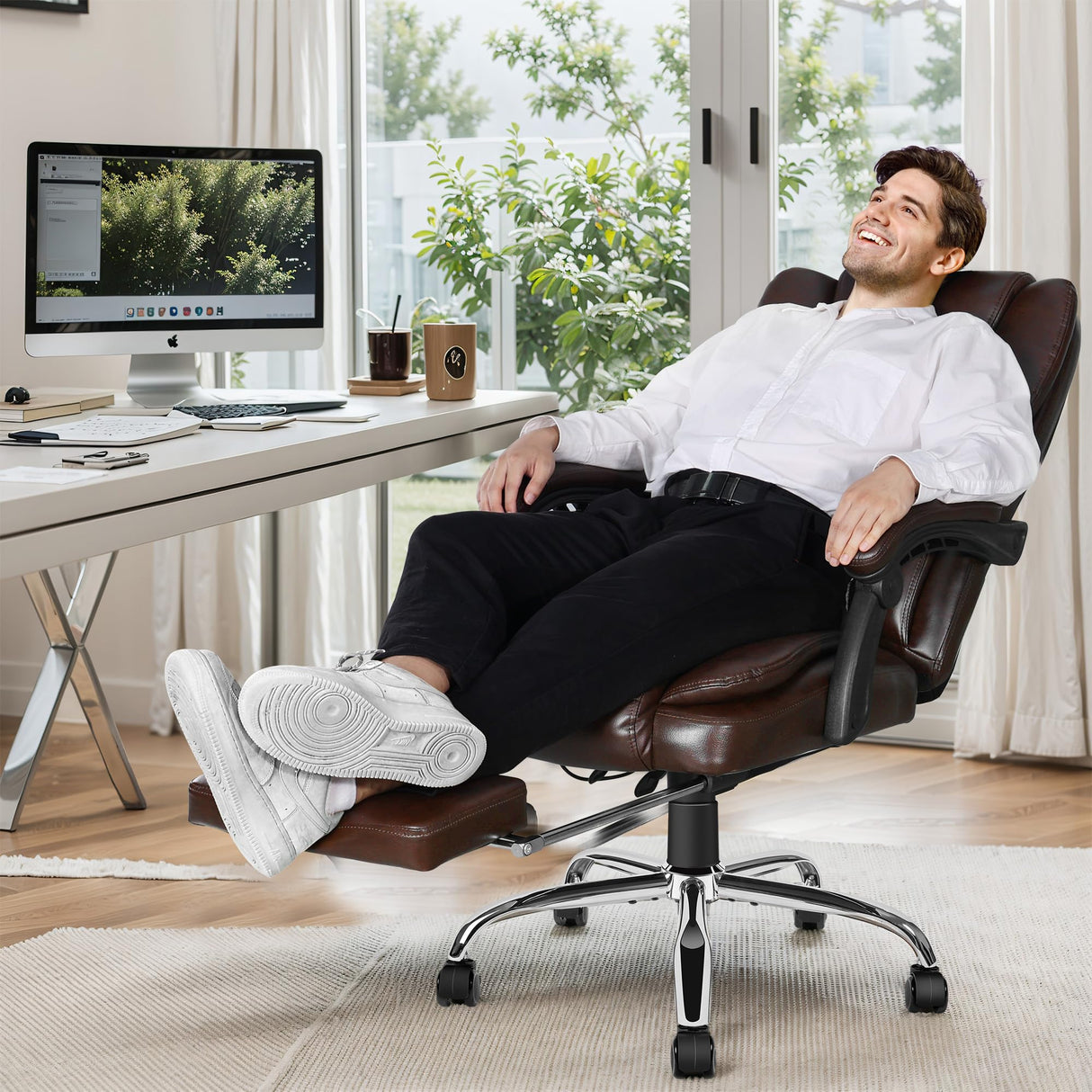 6-Point Massage Executive Office Chair with Heating and Footrest