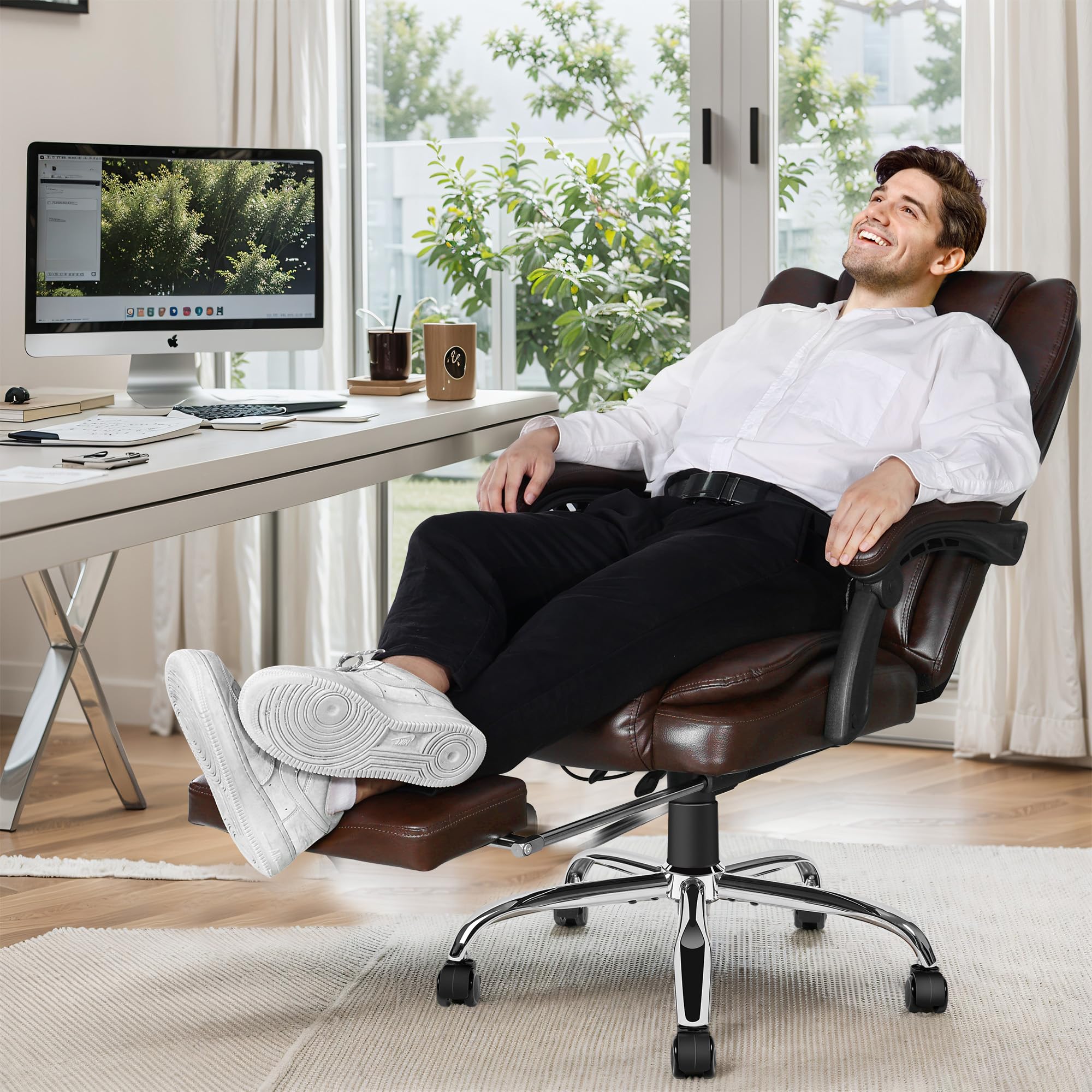 6-Point Massage Executive Office Chair with Heating and Footrest