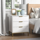 Nightstand with 3 Drawers, Modern Wood Night Stand with Storage Drawers