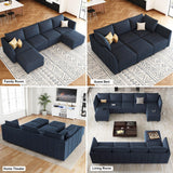 Oversized Modular Sectional Sofa Velvet U Shaped Couch