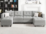 Sofa Set with Ottomans Oversized U Shaped Sofa Set with Storage Seat