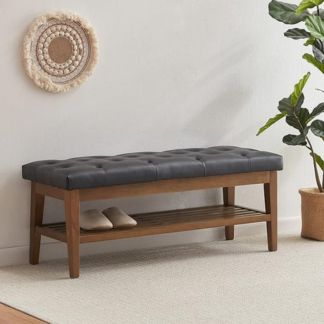 Entryway Shoe Bench, End of Bed Bench,Upholstered Button-Tufted Bench for Kitchen