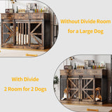 48" Double Dog Crate Furniture with Divider & Storage Drawers