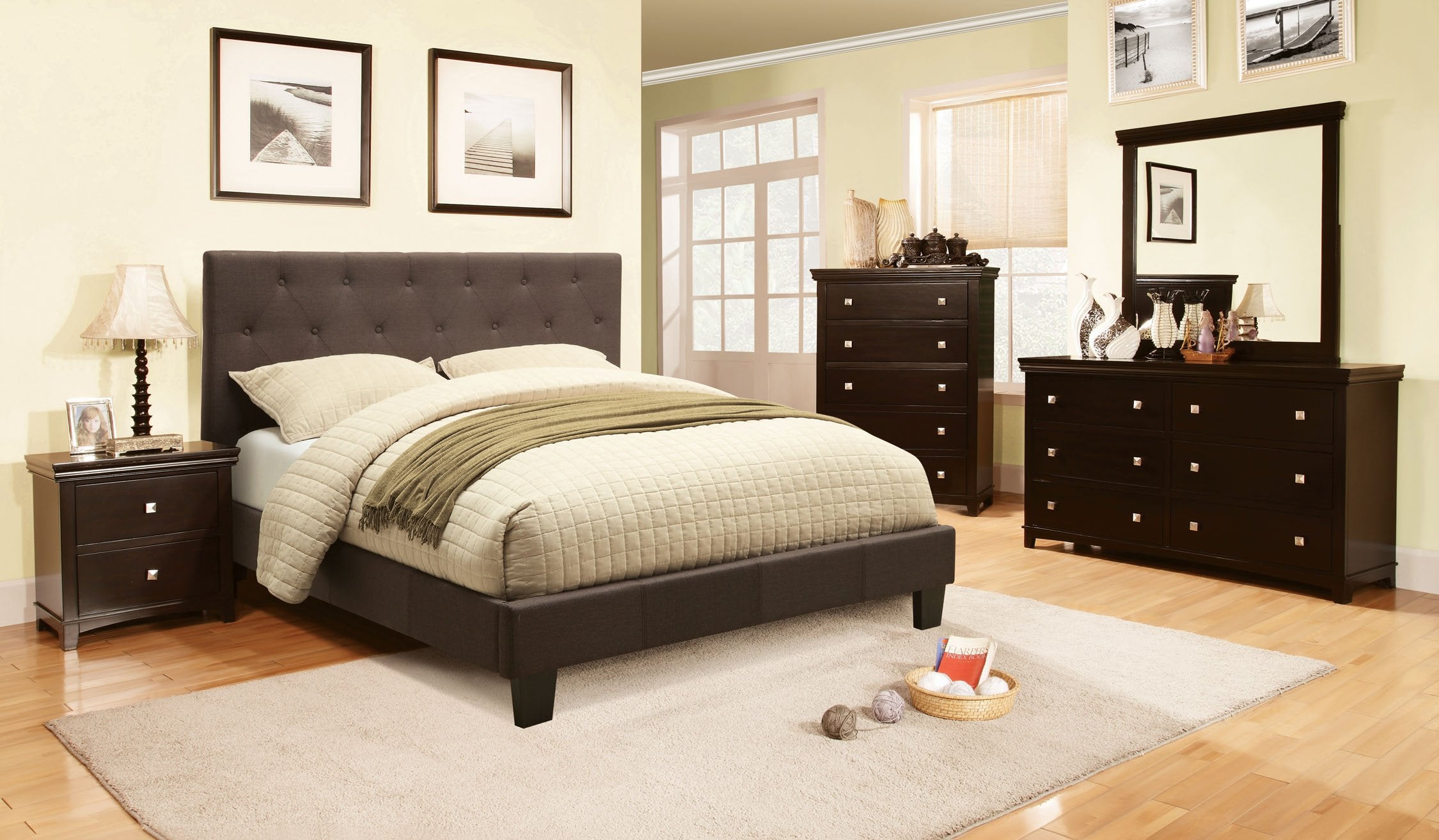 Roy Fabric Gray Full Platform Bed