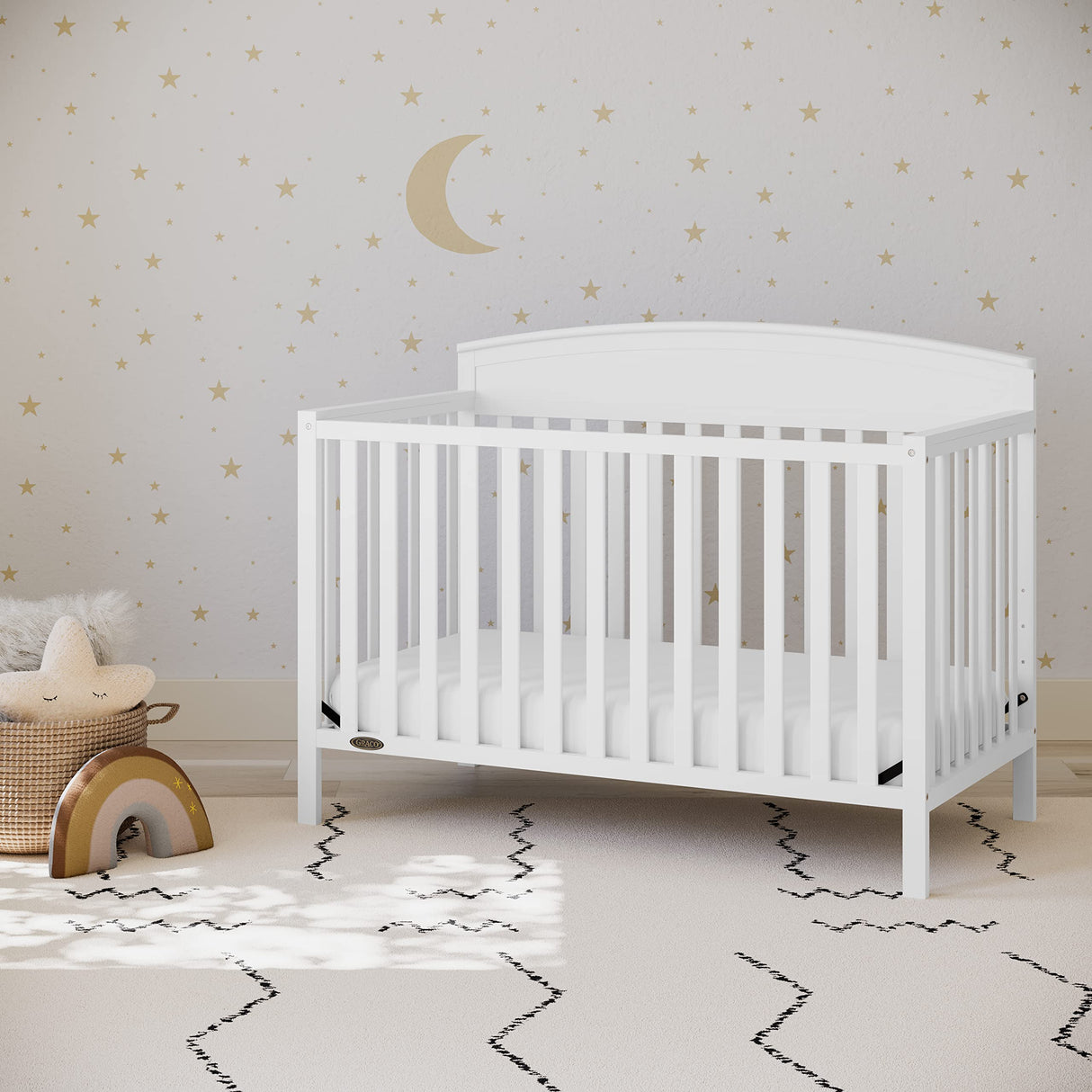 Benton 5-in-1 Convertible Crib with Drawer (Black) - Converts from Baby Crib to Toddler Bed,