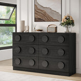 Modern 47" Wide Black Sideboard Buffet Cabinet with Storage and 6 Drawers