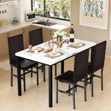 Dining Table Set for 4, Faux Marble Kitchen Table Chairs Set of 4 PU Leather Chairs