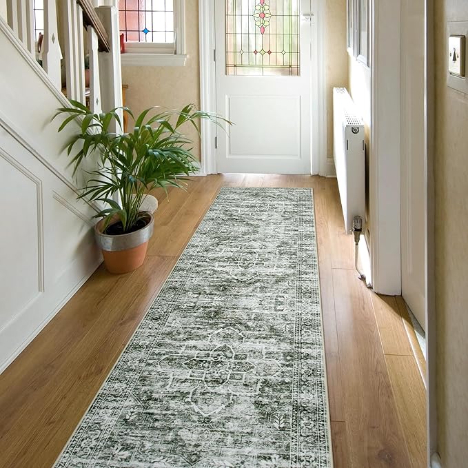 Oriental Washable Rugs 8x10, Blue 8x10 Area Rugs for Living Room Soft Ultra-Thin