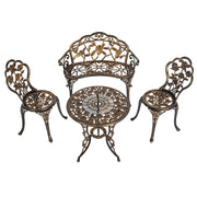 Cast Aluminum Bistro Set of 4, Patio Rose Table and Chair Set