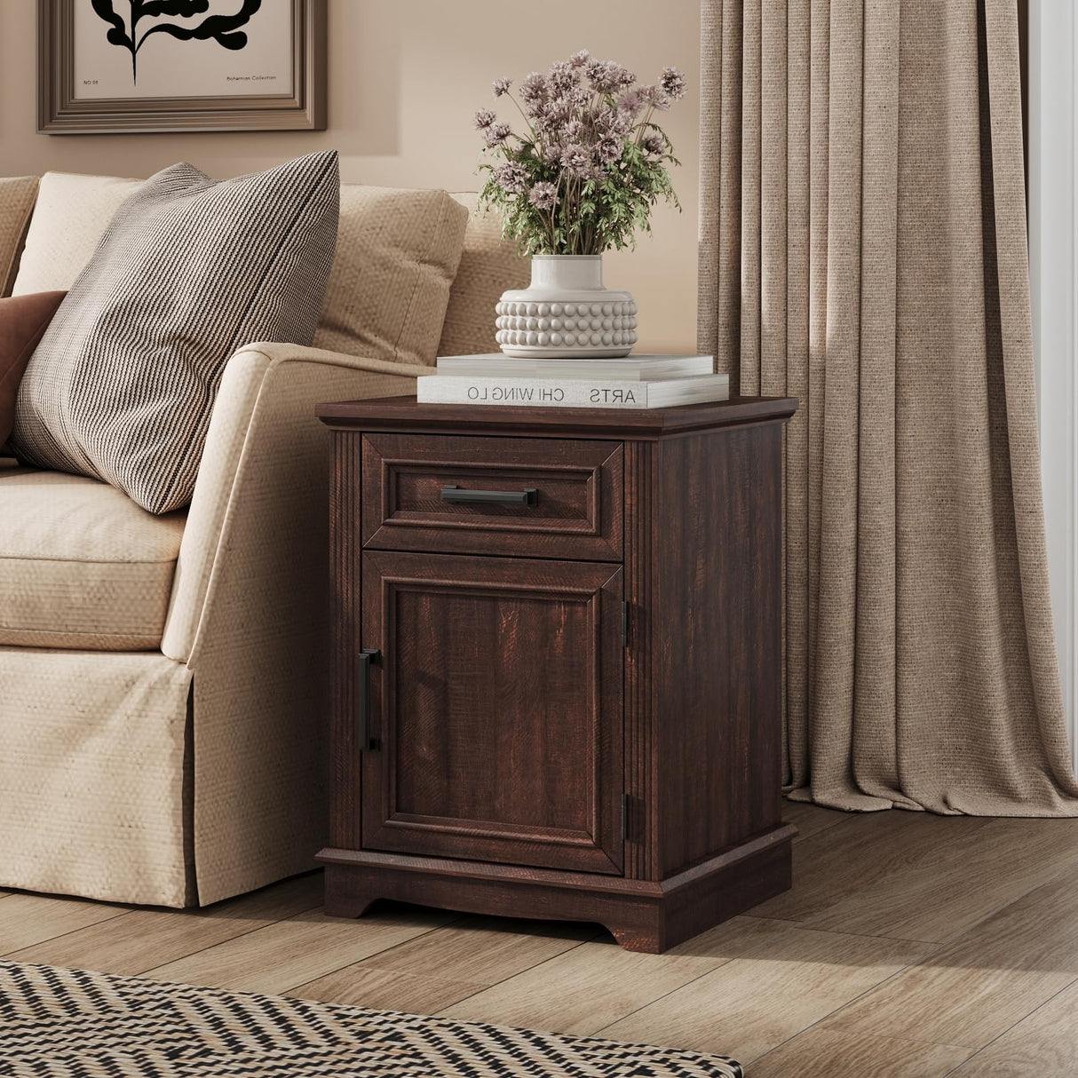 Night Stand with Drawers, Bedside Table for Bedroom, End Table with Large Storage Cabinet for