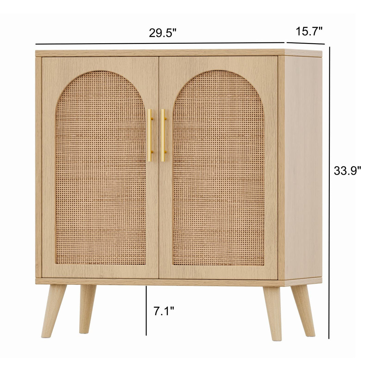 Rattan Storage Cabinet with Doors, Accent Bathroom Floor Cabinet, Modern Sideboard