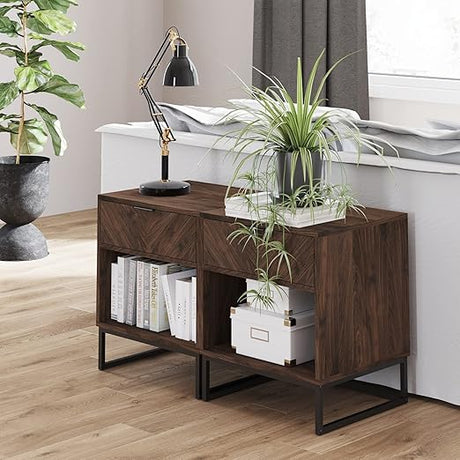 Kensi Nightstand Side Accent or End Table with Storage