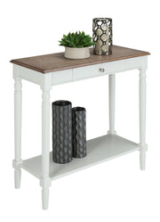 French Country 1 Drawer Hall Table with Shelf, Driftwood/White