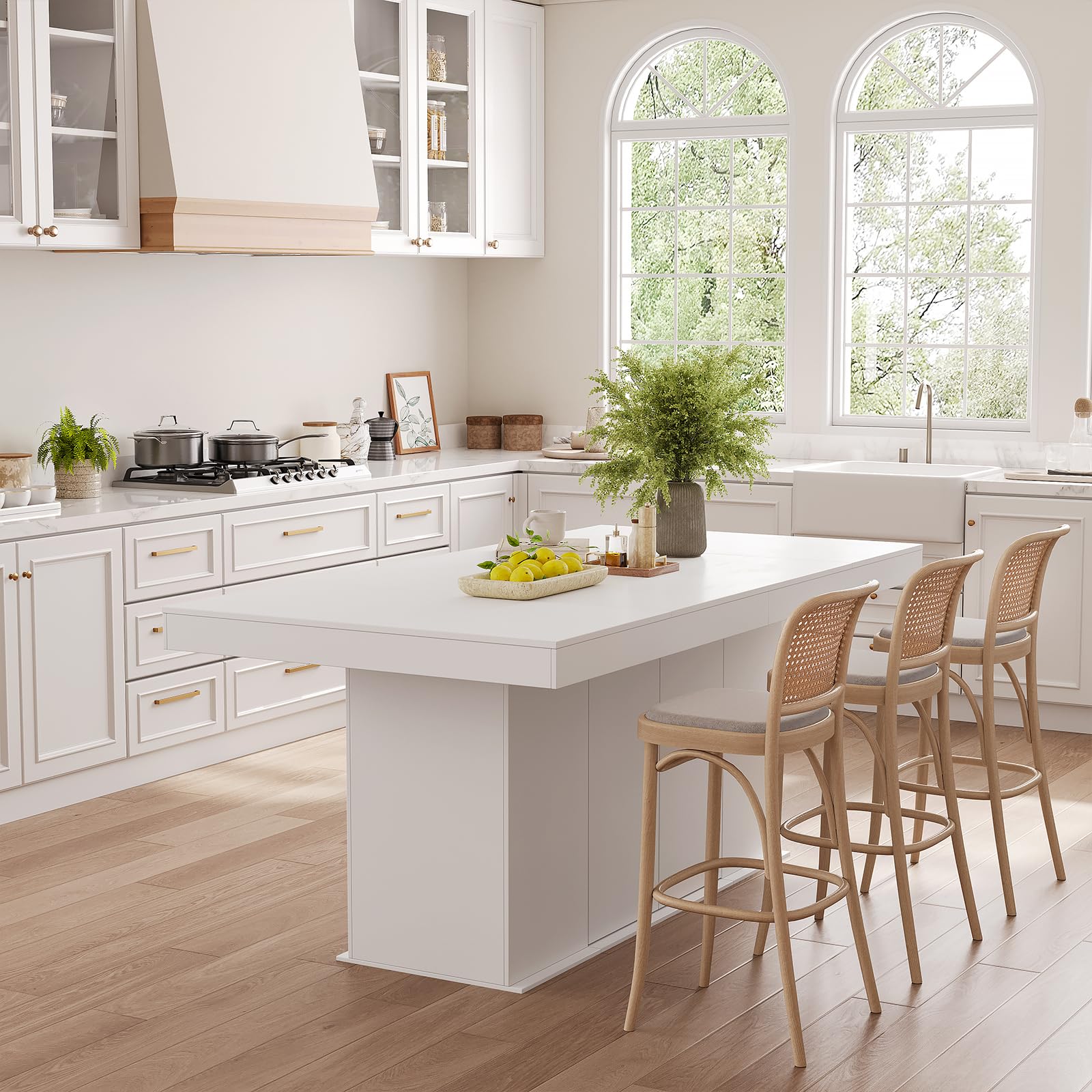 78" Counter Height Dining Table for 6-8 People with Storage Cabinet