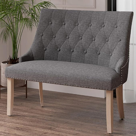 50IN Loveseat Settee Bench 2-Seat Sofa,Upholstered Linen Fabric High-Back Couch