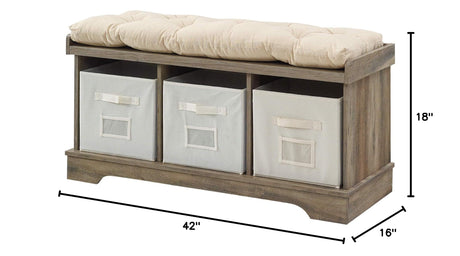 Furnishings 42" Modern Farmhouse Entryway Storage Bench - Grey Wash