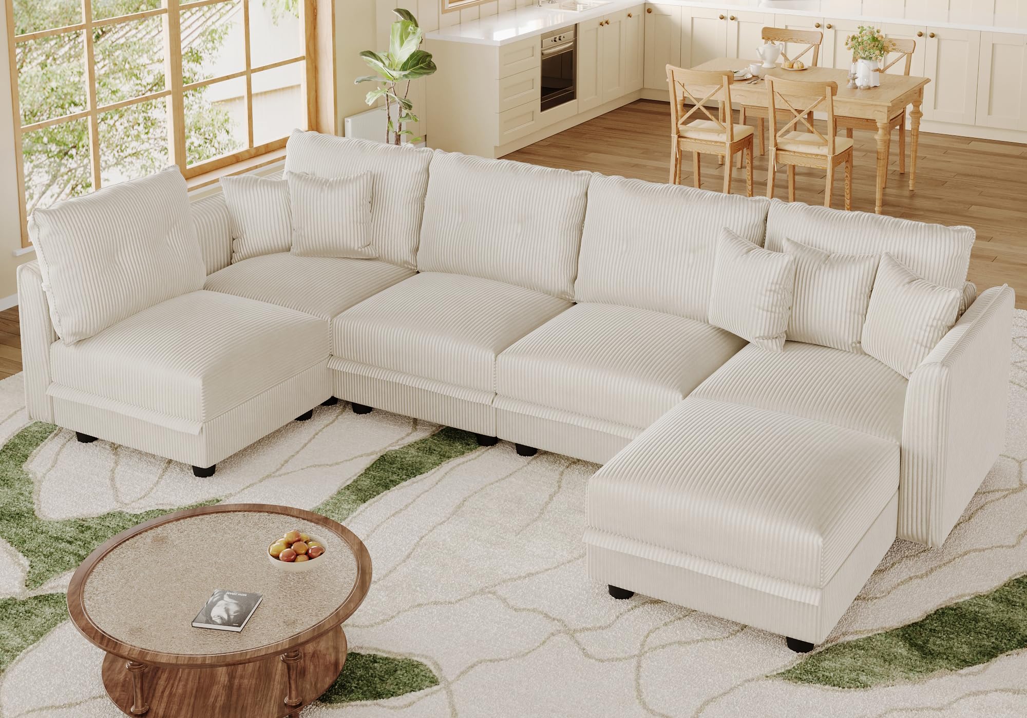Modular Sectional Sofa with Storage Seats, Corduroy Convertible Modular U Shaped