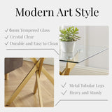 Modern Style Square Side Table with Tempered Glass Top and Metal Tubular Legs