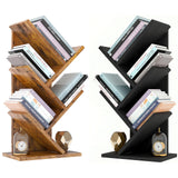 YMYNY 4 Tiers Tree Bookshelf, Retro Brown +Black,HBC014H+HBC014B