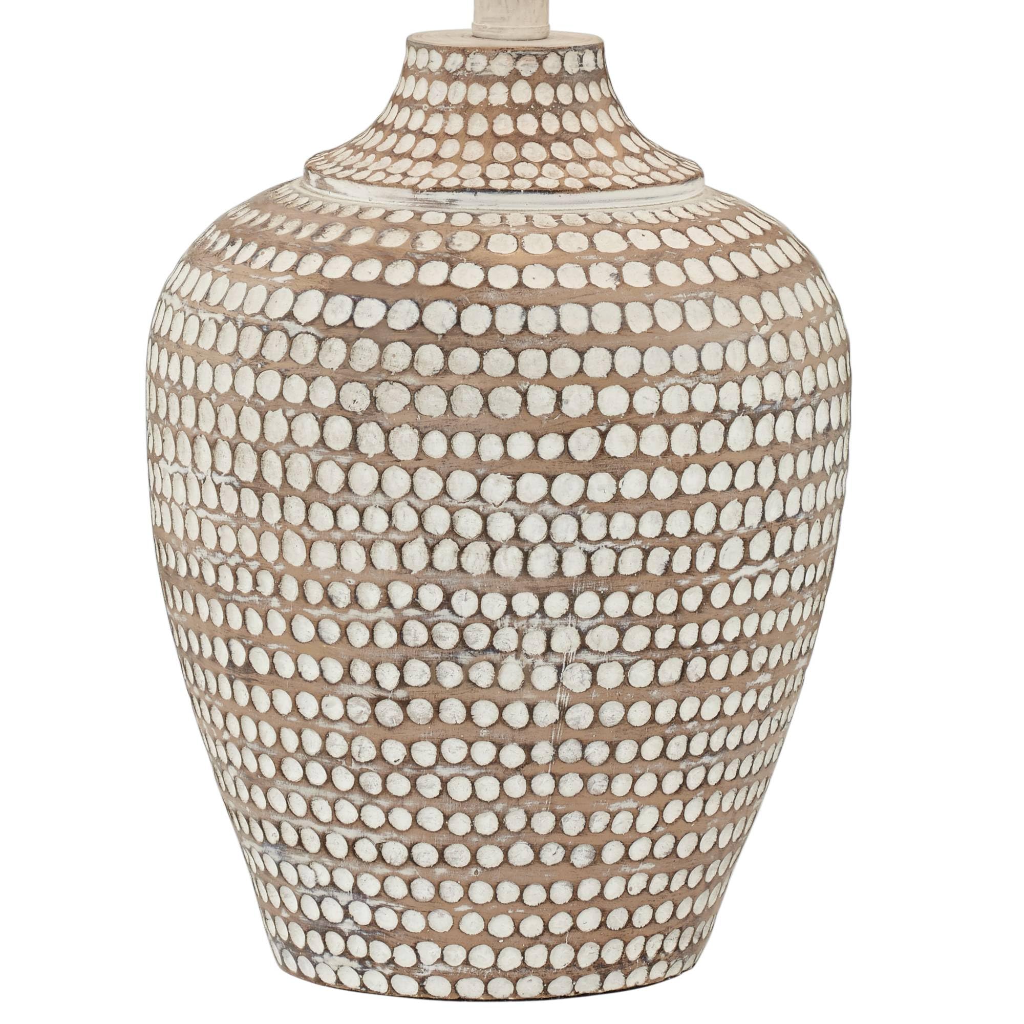 Textured Dot Jug Table Lamps Set of 2 - Farmhouse Coastal Accent Lighting