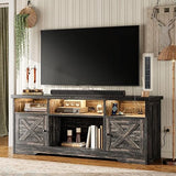 65 Inch Farmhouse TV Stand with Power Outlet & LED Lights