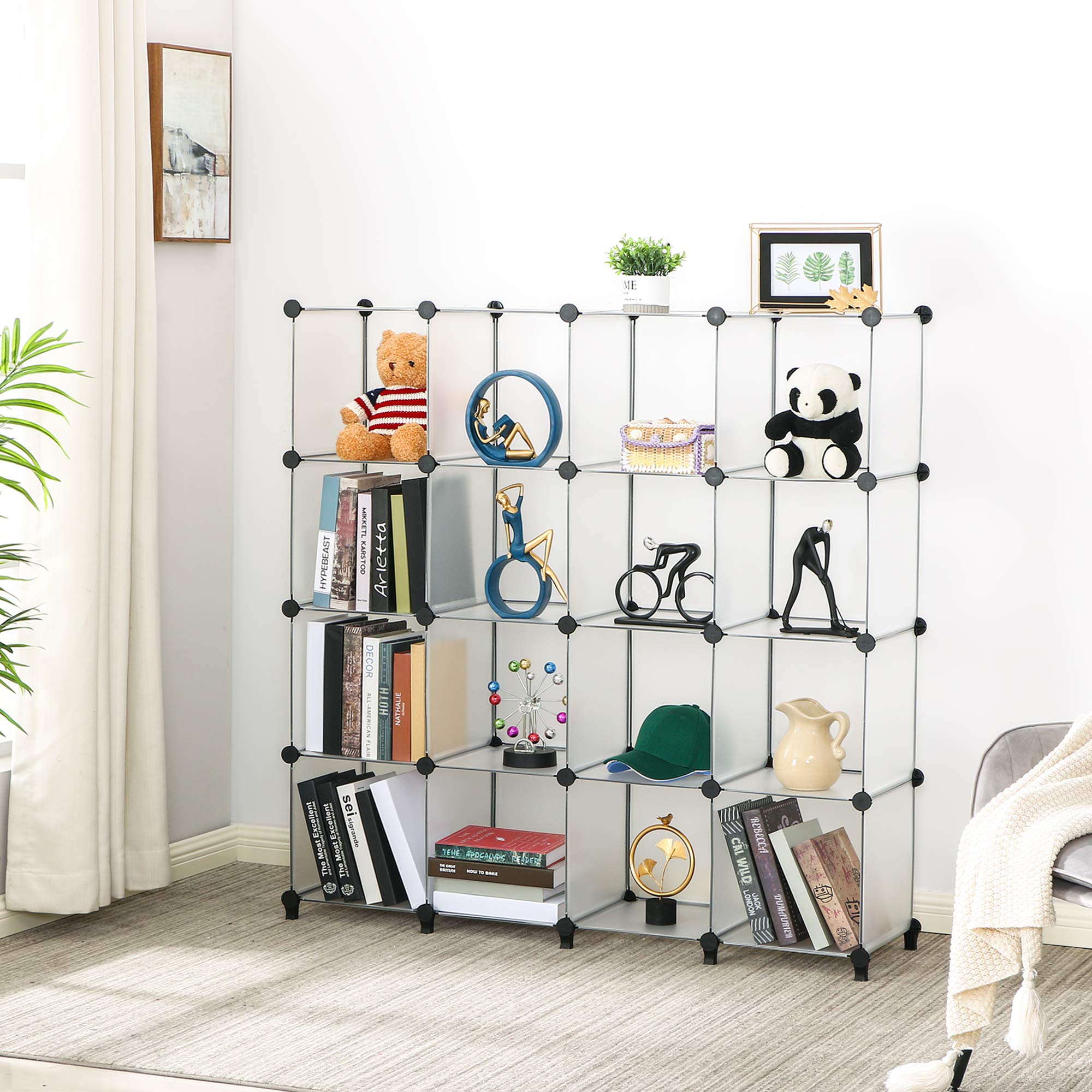 Cube Storage Organizer 16 Cubes DIY Cabinet Bookshelf Kids Organizers and