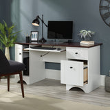 Miscellaneous Office Computer Desk with Drawers, Soft White