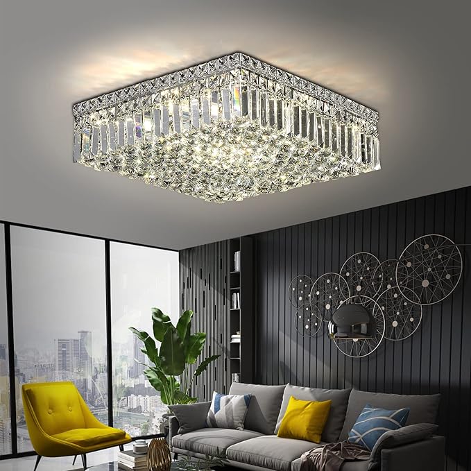 Lights Gold Crystal Flush Mount Ceiling Light Fixtures,Elegant Crystal Chandelier Pendant