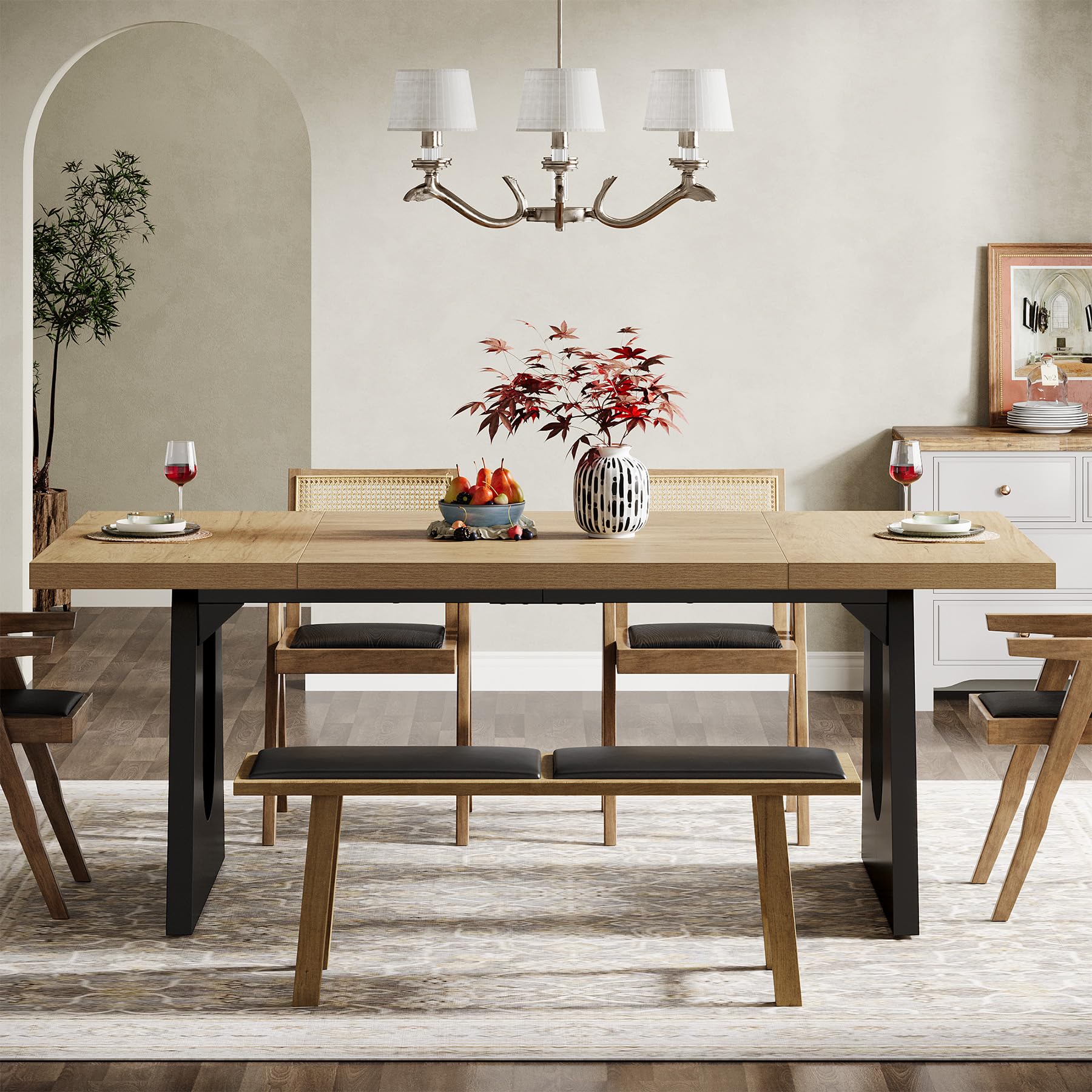 70.9-Inch Rustic Farmhouse Dining Table for 6-8 People