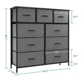 Organizer Storage 9, Chest of Drawers with Fabric Bins, Tall Dresser with Wood Top