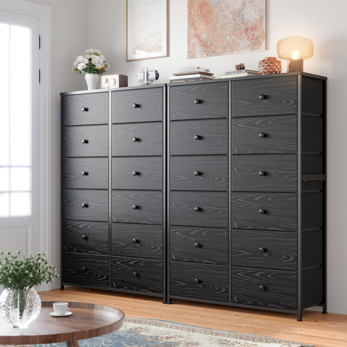 Black Dresser for Bedroom with 12 Drawers Tall Dressers & Chests of Drawers