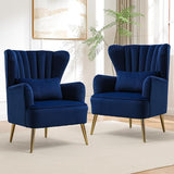 Accent Chair for Living Room - Wingback Arm Chair Modern Bedroom Sofa Velvet