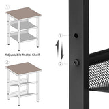 Nightstand, Set of 2 Side Tables, End Tables with Adjustable Mesh Shelves