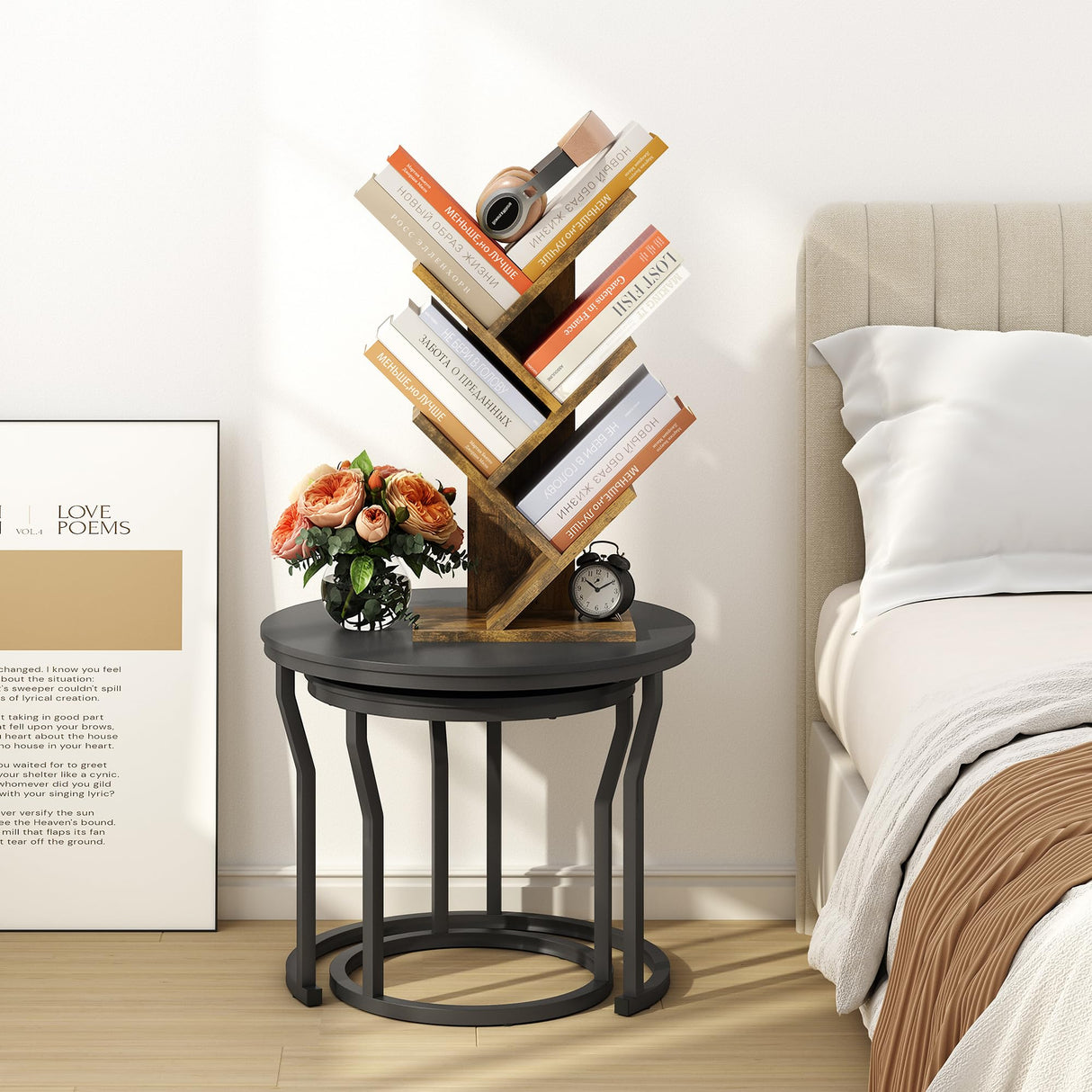4-Tier Tree Bookshelf – Space-Saving Wooden Bookcase for Modern Storage