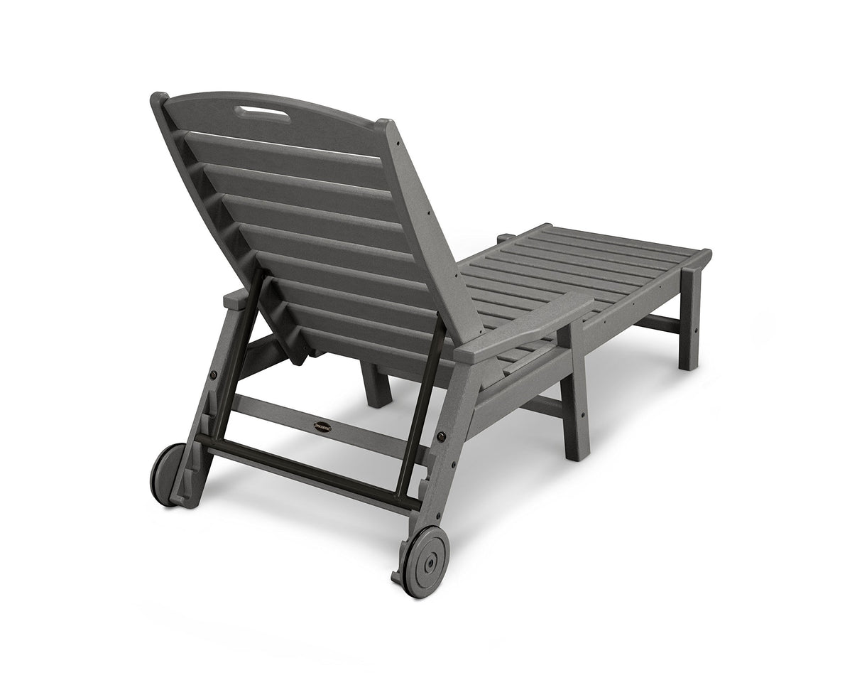 NCW2280GY Nautical Wheeled Chaise with Stackable Arms, Slate Grey