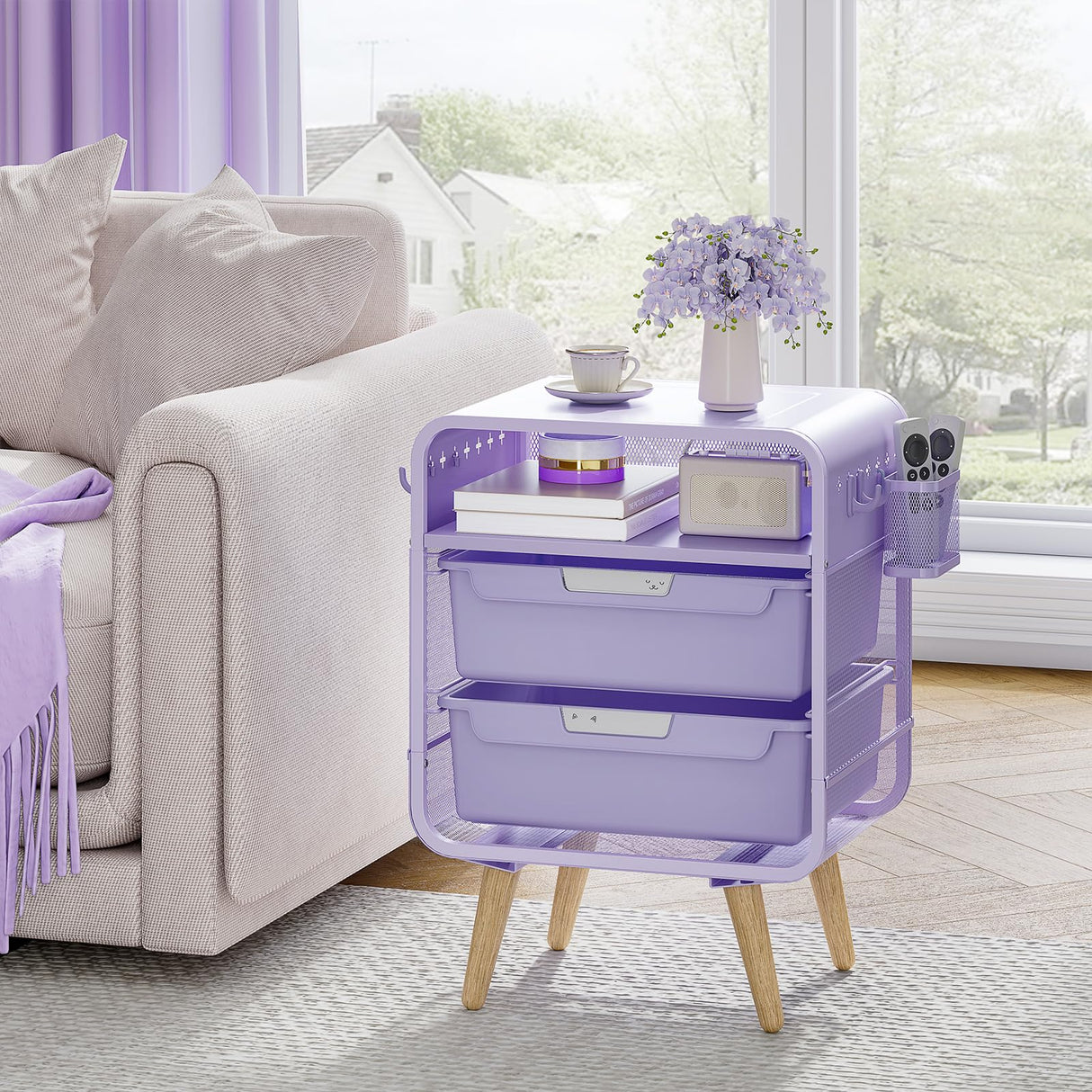 Night Stand,Cute End Table with Storage Drawer,Kids Nightstand for Bedroom Furniture