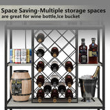 Wine Cabinet with Power Outlets & LED Lights, 5-Tier Industrial Wine Bar Cabinet