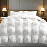Cotton Feather Comforter, Bedding Duvet Insert Full/Queen Size, 100% Pure Natural Cotton Cover Breathable Fluffy Feather Comforter with Corner Ties (Beige, 88"x90")