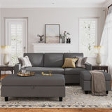 Reversible Sectional Couch with Ottoman L-Shaped Sofa for Small Spaces Sectional Sofa