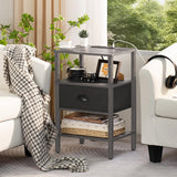 Nightstand with Charging Station and USB Ports, 3-Tier Storage End Table