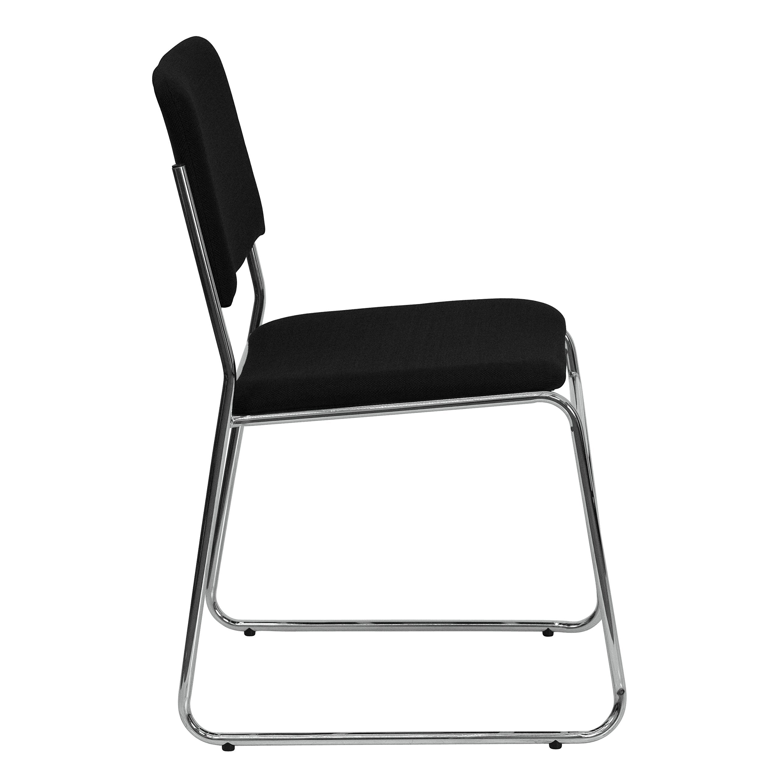 500 lb. Capacity Black Fabric High Density Chrome Stacking Chair