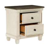 Penza 2-Drawer Nightstand, Antique White/Rosy Brown