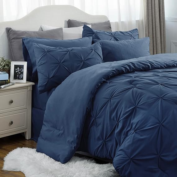 Queen Comforter Set - 7 Pieces Comforters Queen Size Grey