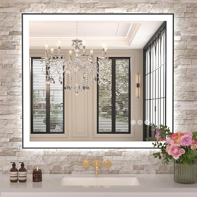 LED Mirror for Bathroom  with Front Light and Backlit, Stepless