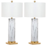 SAFAVIEH Lighting Collection Sonia Modern Black/ White Faux Marble 31-inch Bedroom Living Room Home Office Desk Nightstand Table Lamp Set of 2 (LED Bulbs Included)
