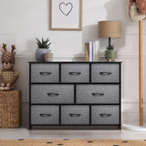 Dresser with 8 Drawers - Chest Organizer Unit with Steel Frame Wood Top & Handle Easy