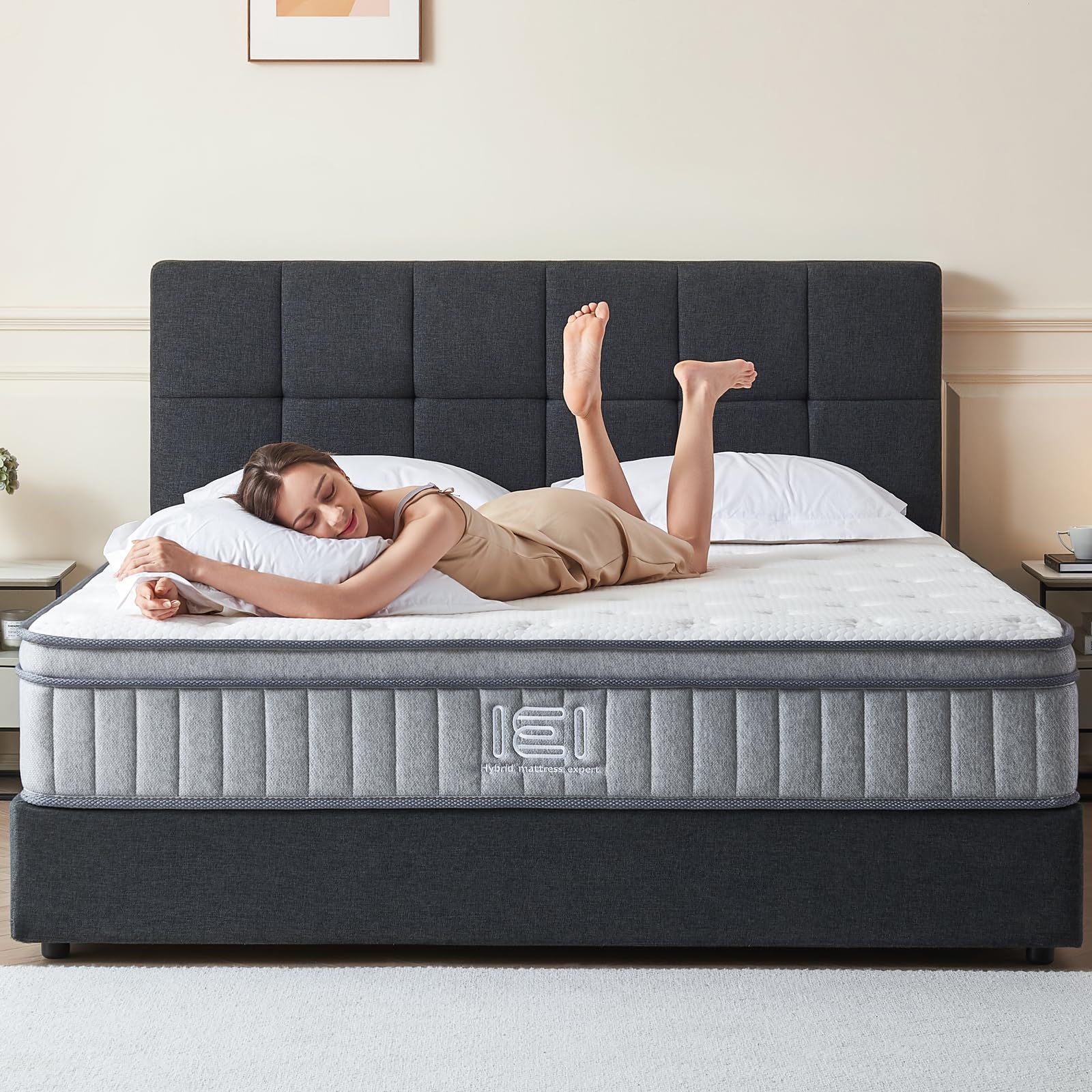 Queen Mattress 12 inch, Memory Foam Mattress with Pocket Springs, Hybrid Mattress