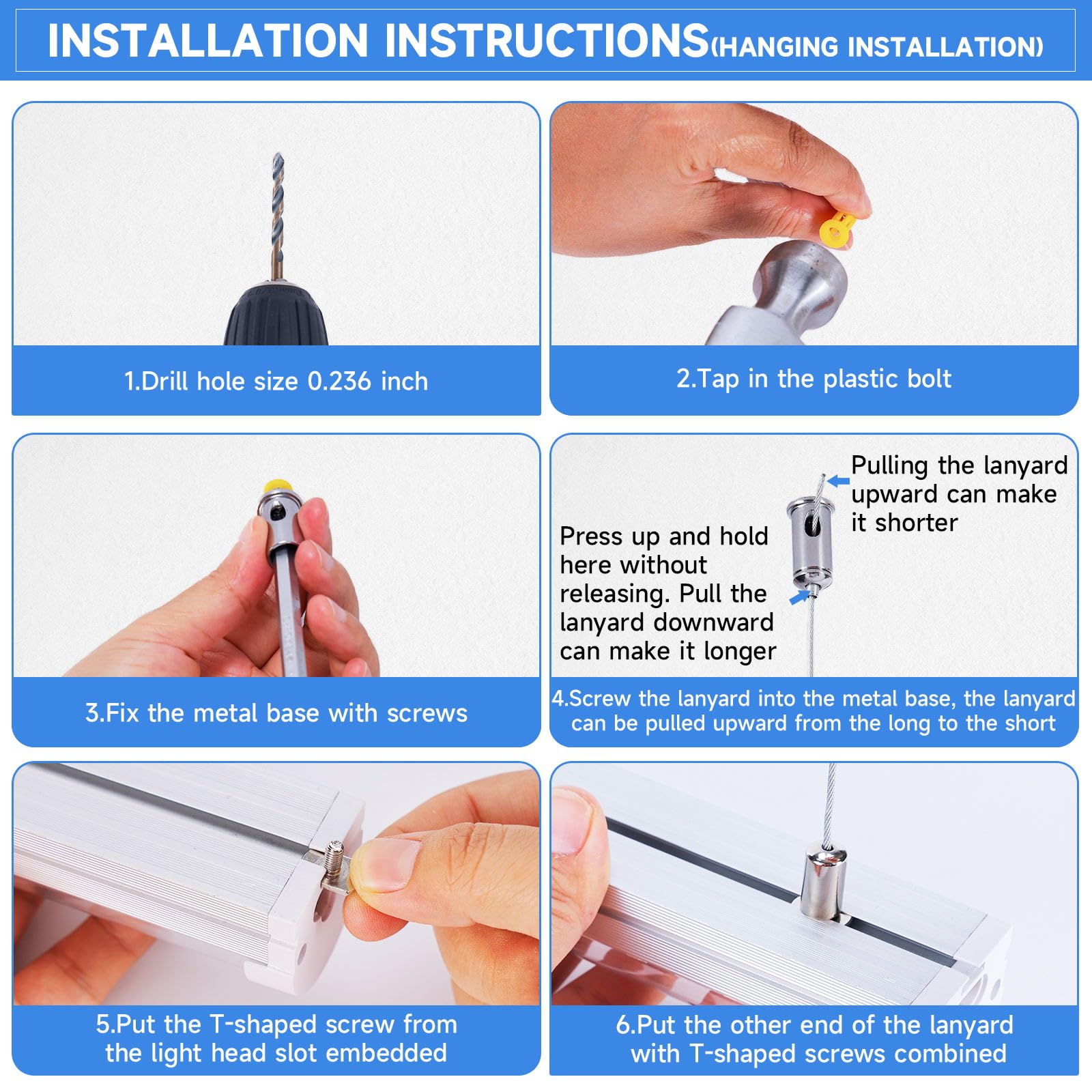 8FT U-Shape LED Ceiling Light - 125W 20000LM 6500K Bright White (6-Pack)